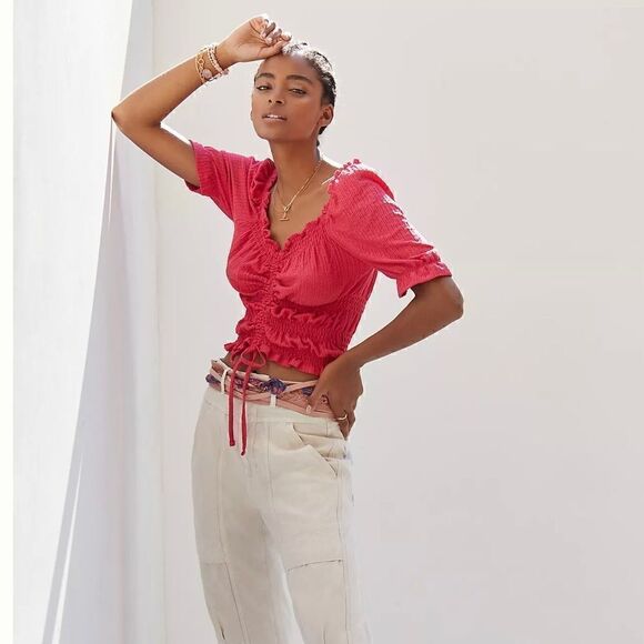 Anthropologie Pilcro Cinched Puff-Sleeve Top - Picture 2 of 4